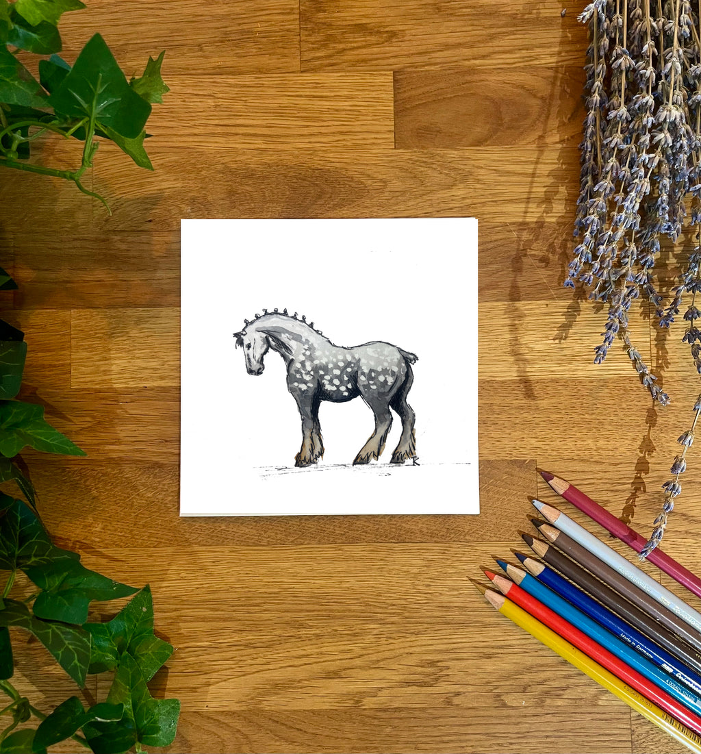 Grey Shire Horse Blank Card