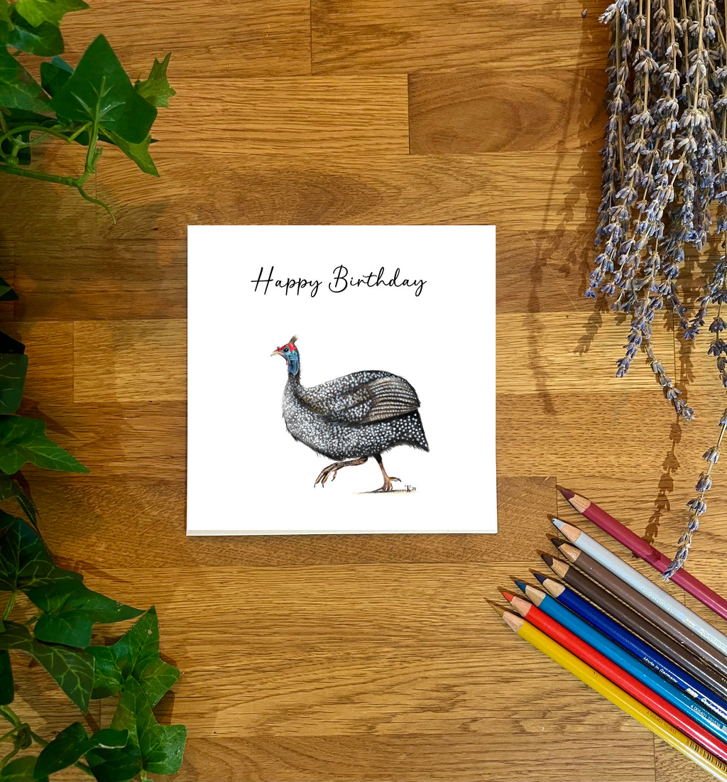 Guinea Fowl Birthday Card