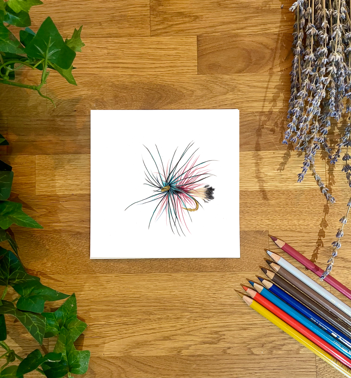 Fly Fishing Fly large Blank Card