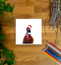 Pheasant in Santa Hat Christmas Card