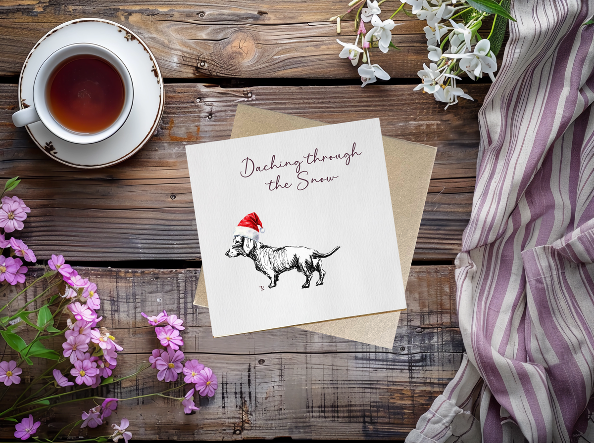 Dashing Through the Snow Dachshund Christmas Card