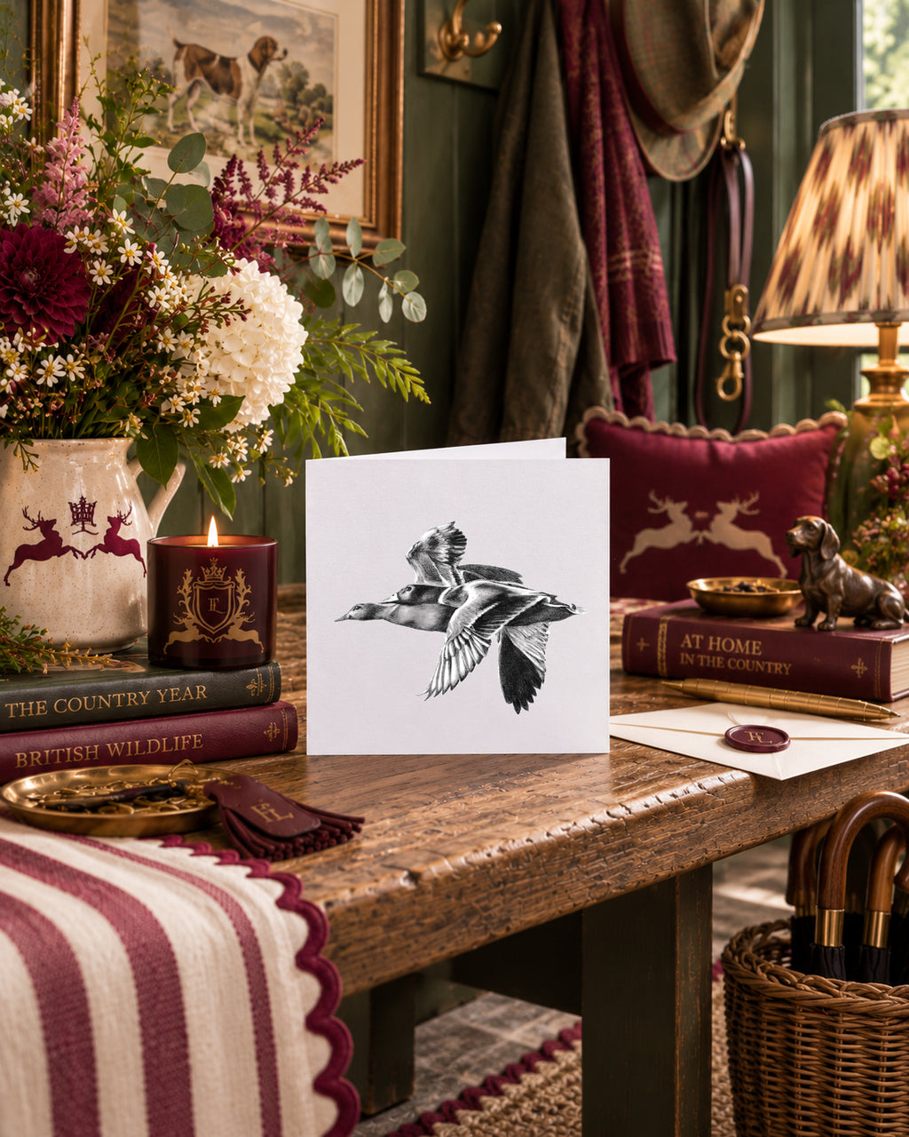 ducks flying graphite Blank Card