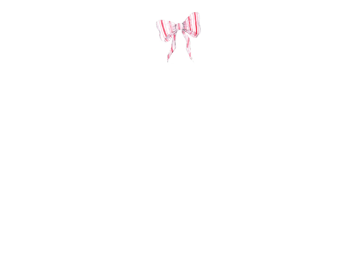Pink Ticking Bow Notecard Set
