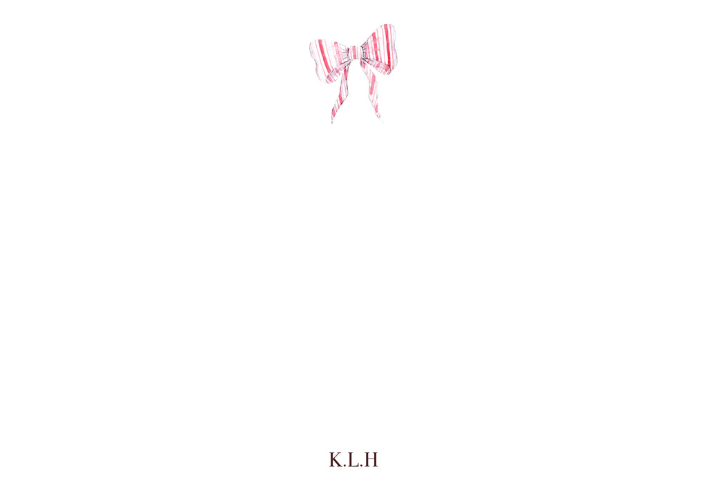 Pink Ticking Bow Notecard Set