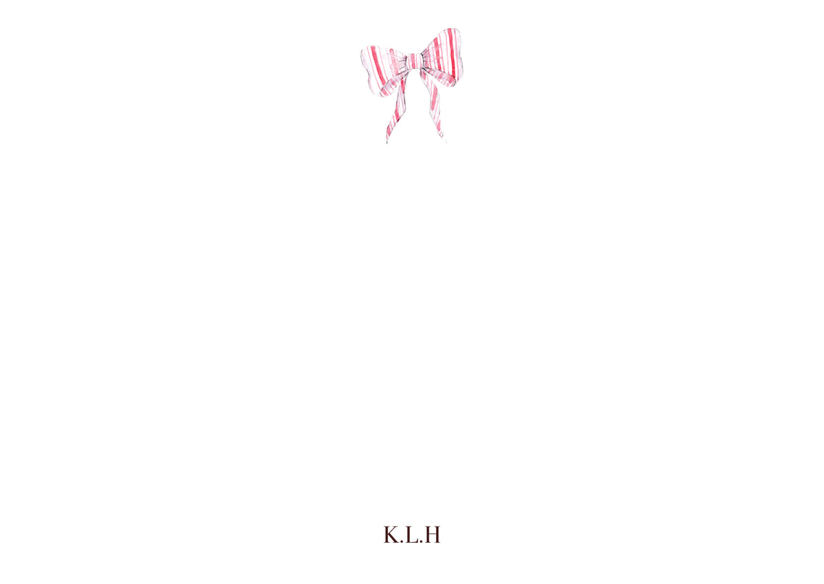 Pink Ticking Bow Notecard Set