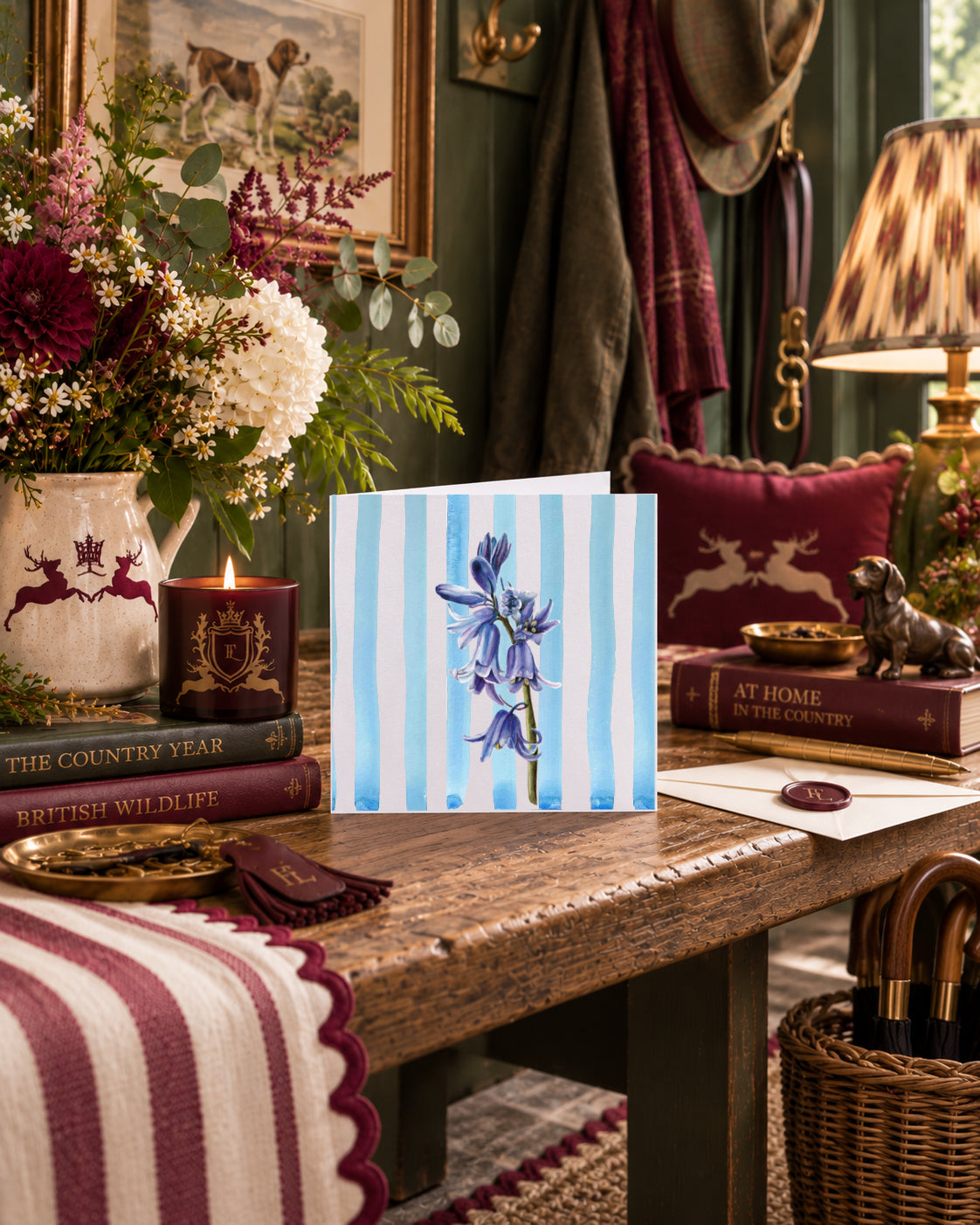 bluebell blue striped background Blank Card