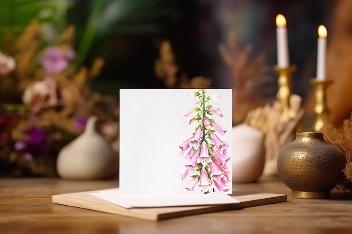 Pink Foxglove Greetings Card
