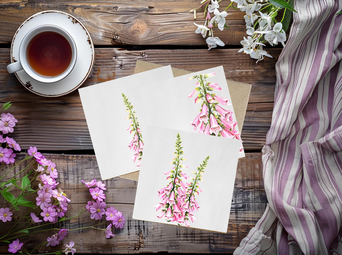 Pink Foxglove Greetings Card