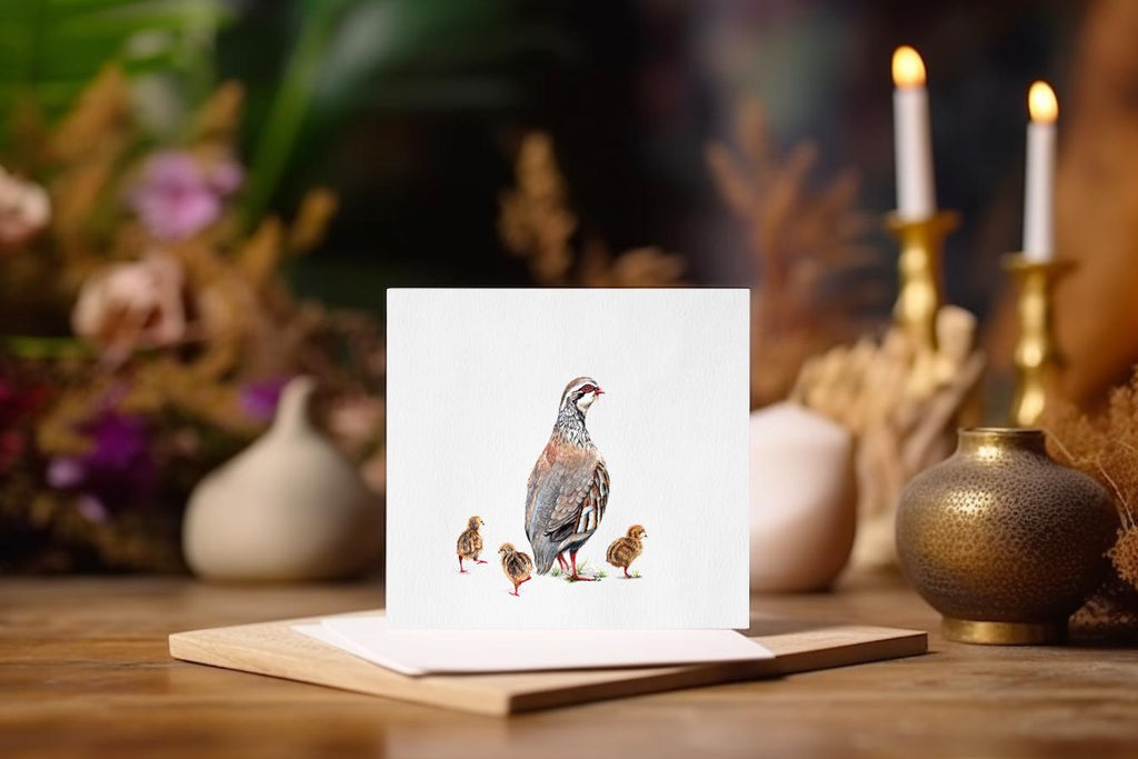 Partridge and chicks Blank Card