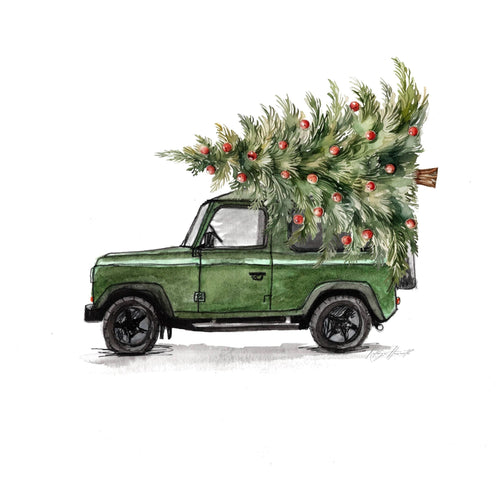 Christmas Land Rover Defender 90 Card