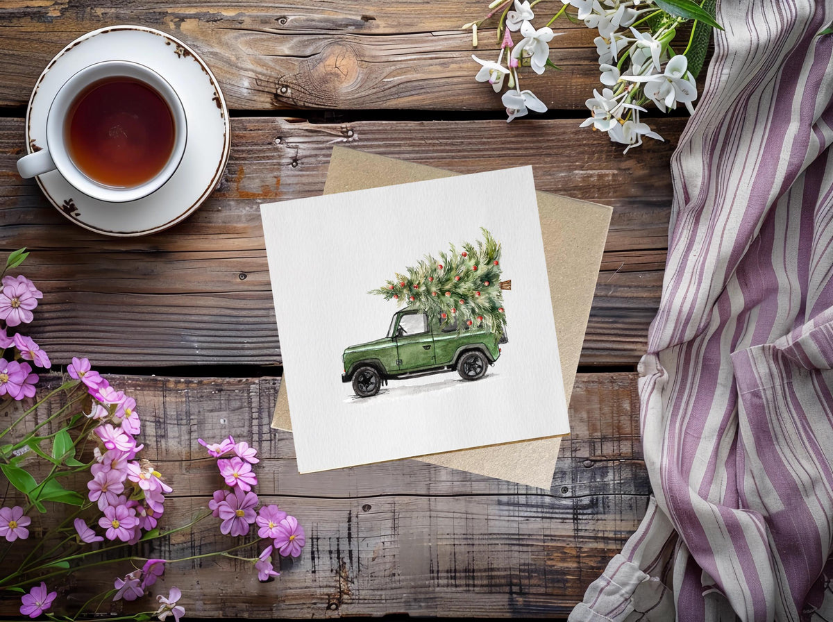 Christmas Land Rover Defender 90 Card