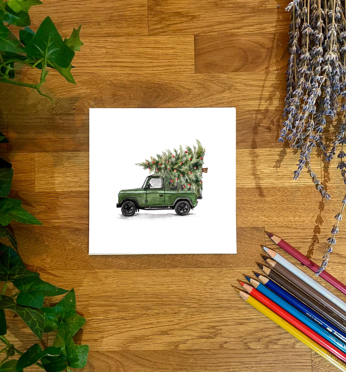 Christmas Land Rover Defender 90 Card