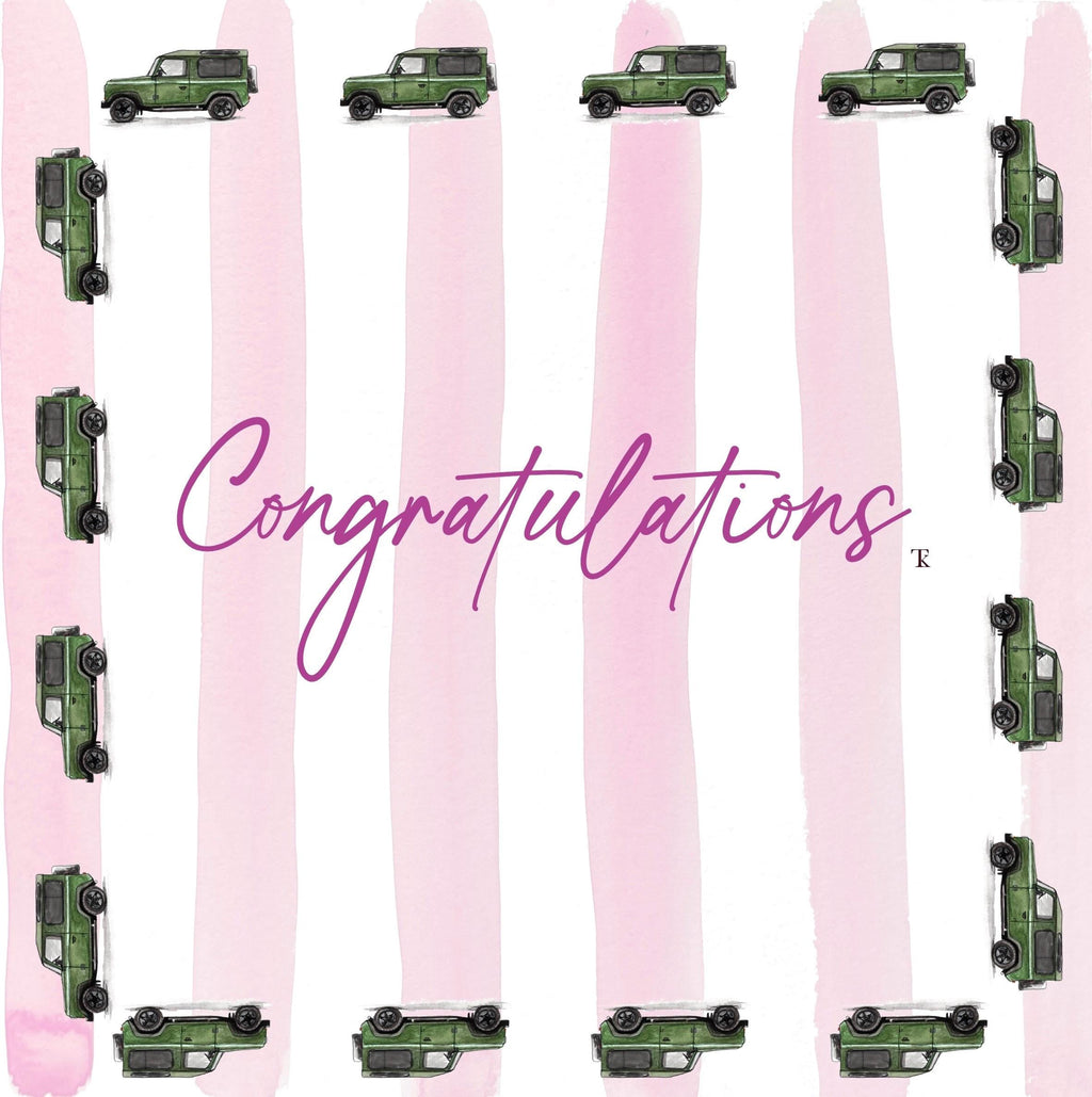 Green Defender with Blue/Pink Stripes Congratulations Card