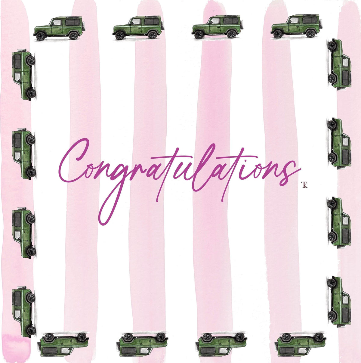 Green Defender with Blue/Pink Stripes Congratulations Card