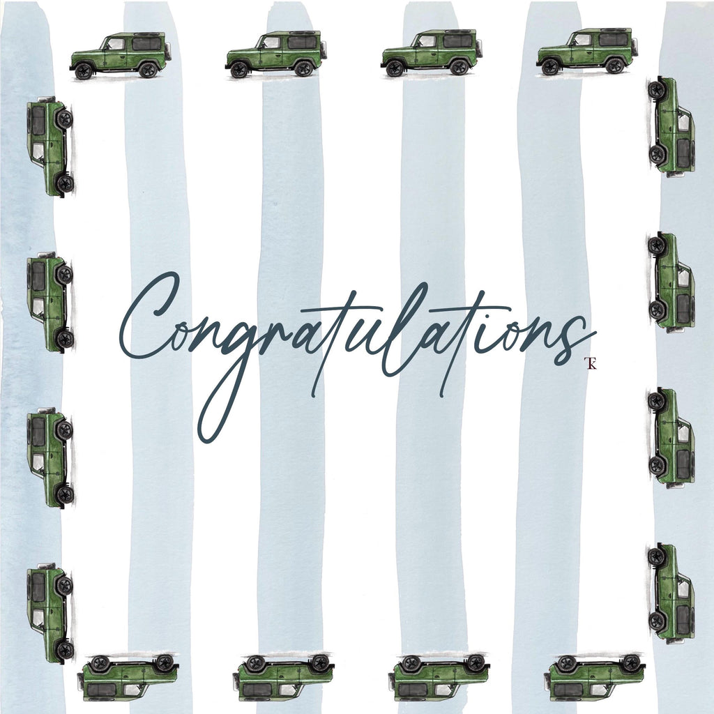 Green Defender with Blue/Pink Stripes Congratulations Card