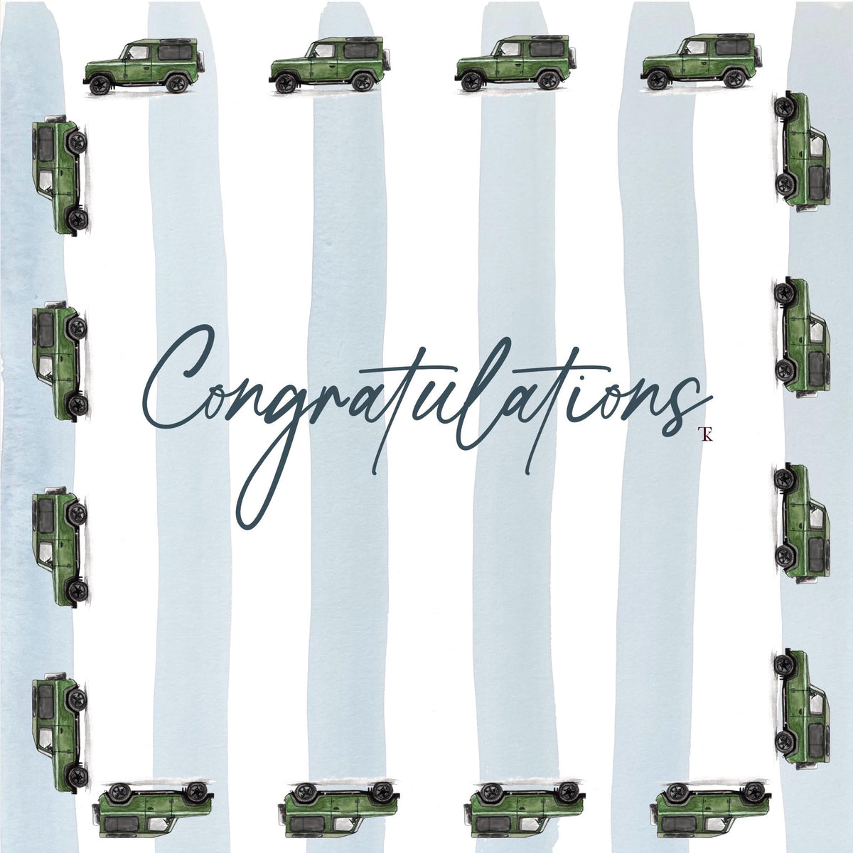 Green Defender with Blue/Pink Stripes Congratulations Card
