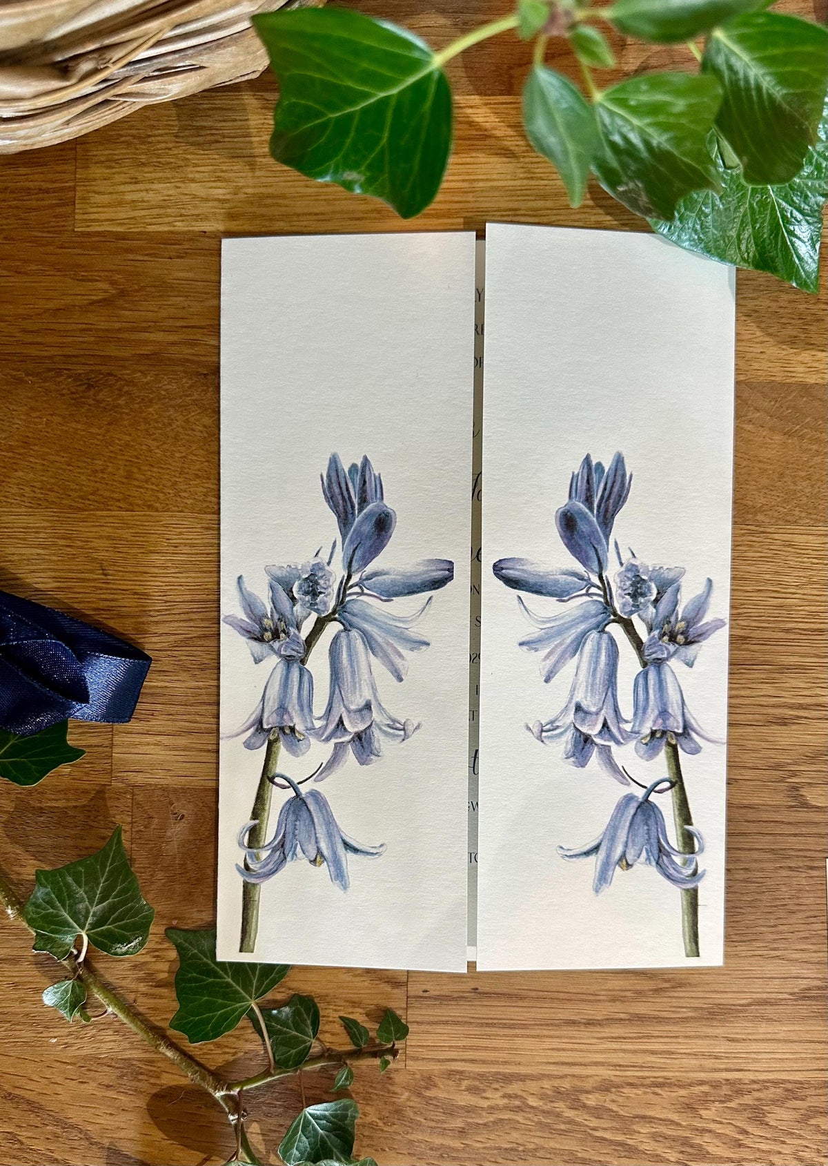 SAMPLE INVITATION Hand Painted Blue Hyacinth Gatefold Wedding Invitation Suite | Luxury Floral Stationery